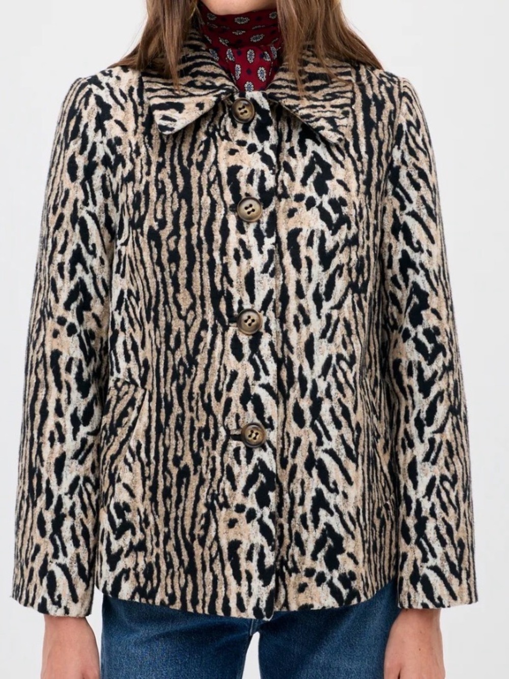 RIXO Tommie Leopard Print Jacket Coat Size Small